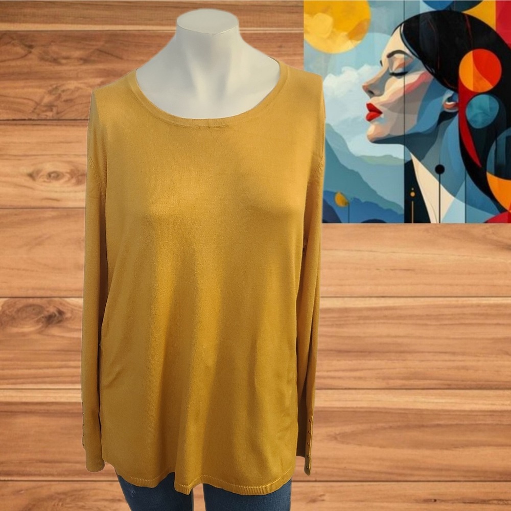 JM Collection Women's Size‎ XL Yellow Sweater Pullover Long Sleeve